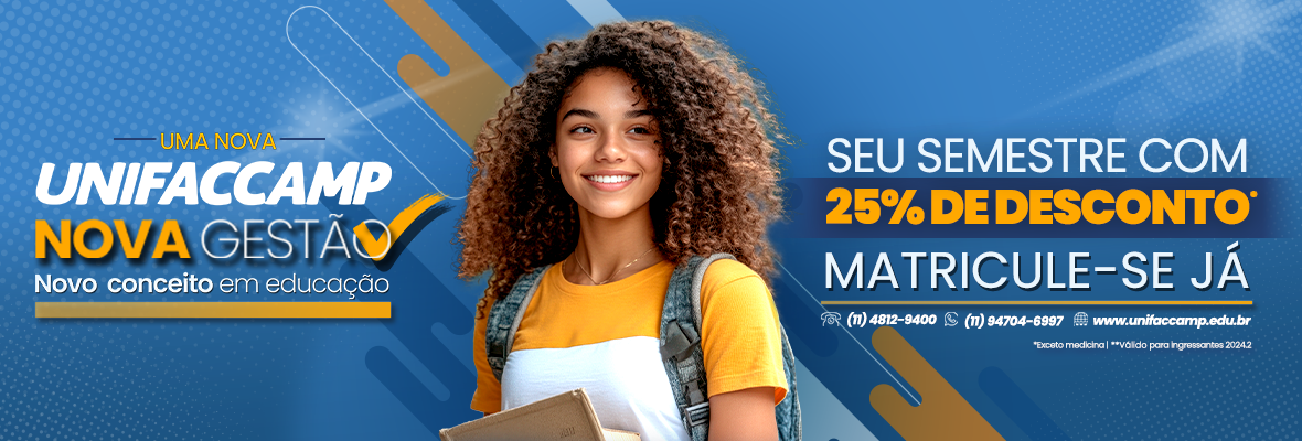 Seu semestre com 25% desconto. Matricule-se já